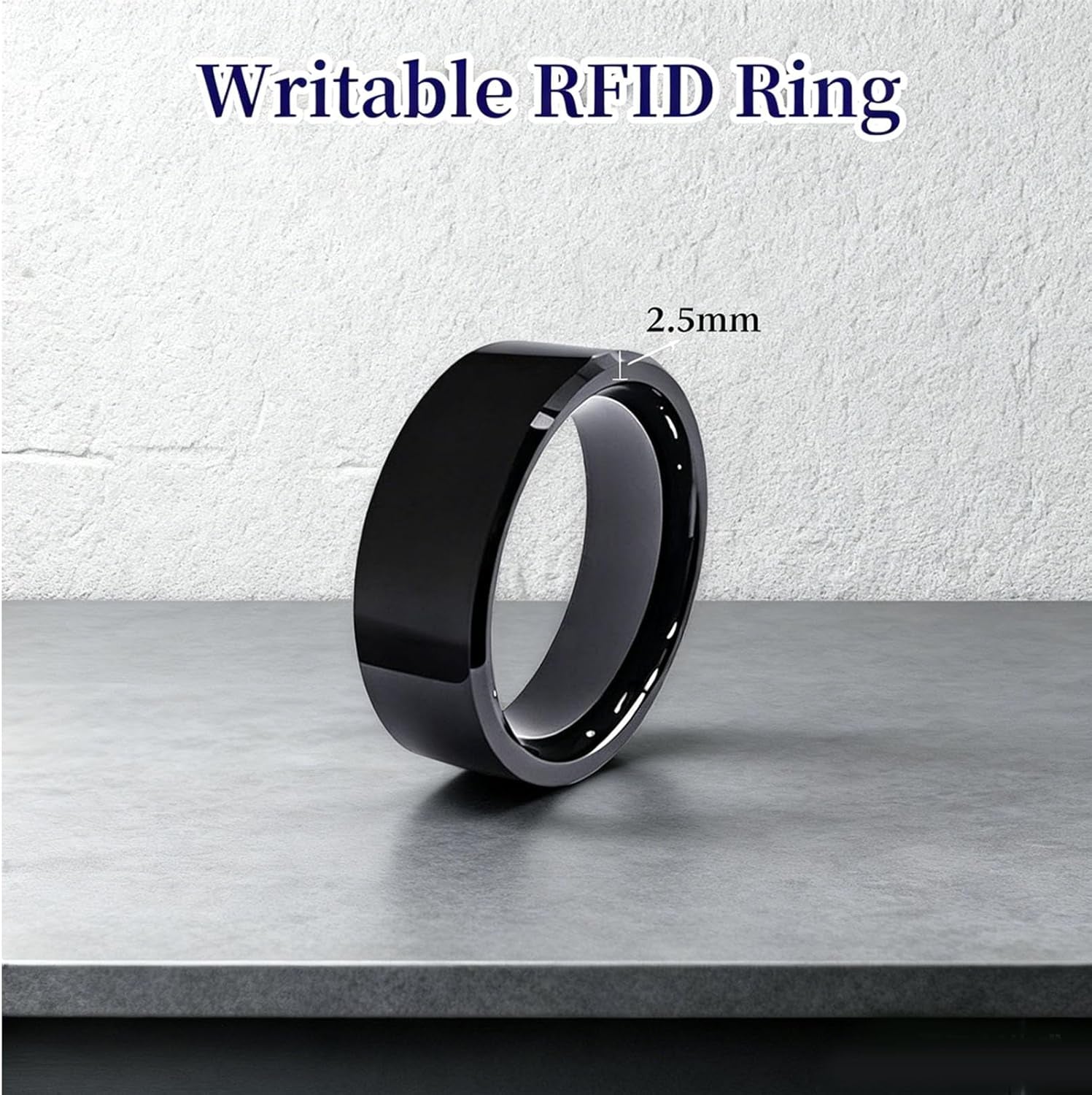 RFID Rewritable Ring RFID Dual Frequency Ring Black US#10 | RFID Ring, 13.56Mhz Cuid&125Khz T5577 Access Key Cards in One Ring, Ceramic Smart Finger Ring Wear for Men or Women