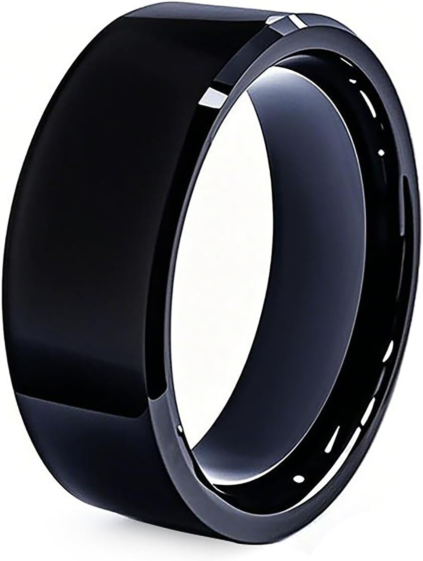 RFID Rewritable Ring RFID Dual Frequency Ring Black US#10 | RFID Ring, 13.56Mhz Cuid&125Khz T5577 Access Key Cards in One Ring, Ceramic Smart Finger Ring Wear for Men or Women
