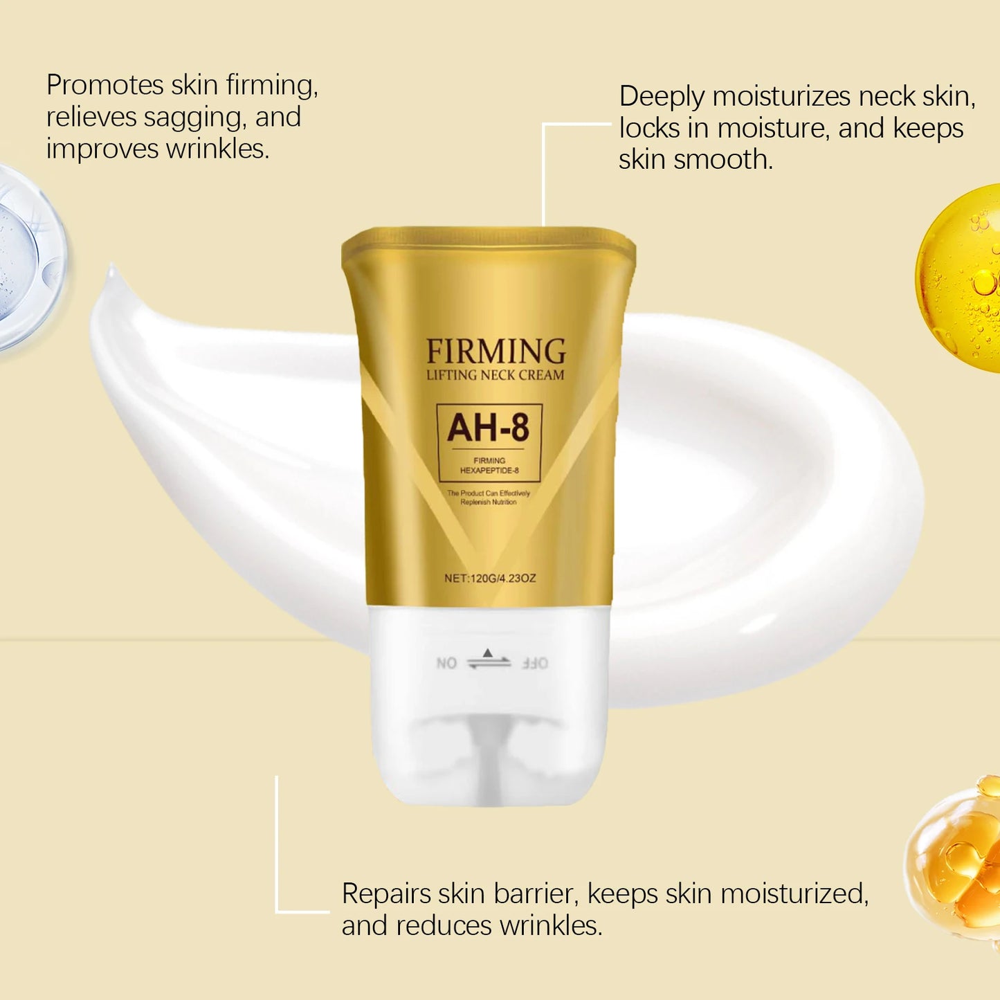 Neck Roller Cream Massage Firm Nourish Soothe Skin Improve Dryness Reduce Wrinkles Fine Lines Sagging Remove Double Chin Cream