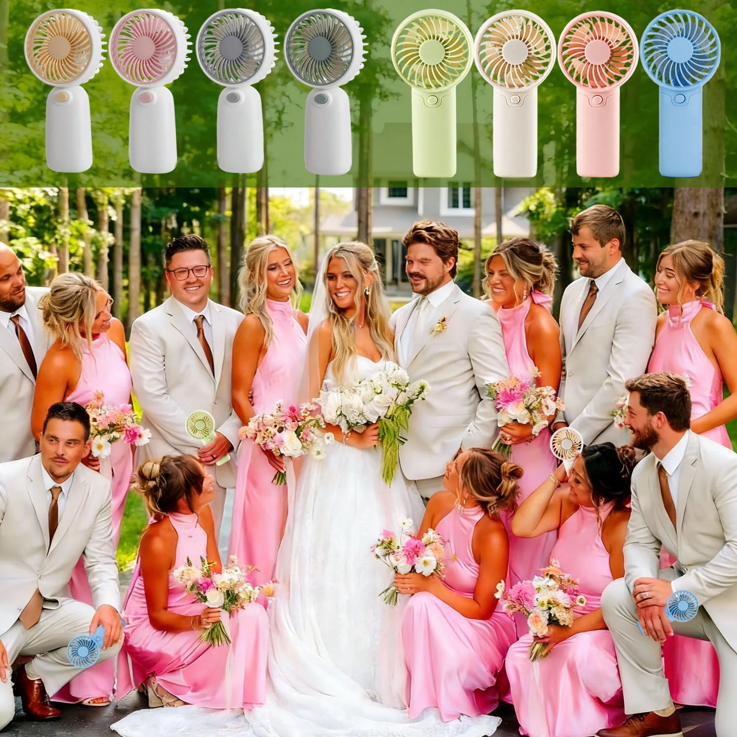 8-48Pcs Mini Portable Fans for Wedding Fans Mini Handheld Fans for Guest Bulk Battery Operated Wedding Fans Eyelash Fan