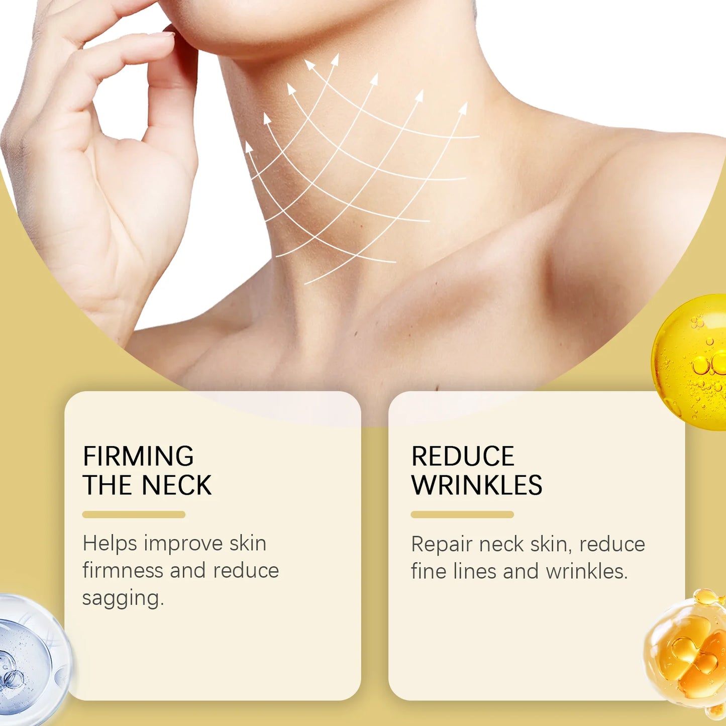 Neck Roller Cream Massage Firm Nourish Soothe Skin Improve Dryness Reduce Wrinkles Fine Lines Sagging Remove Double Chin Cream