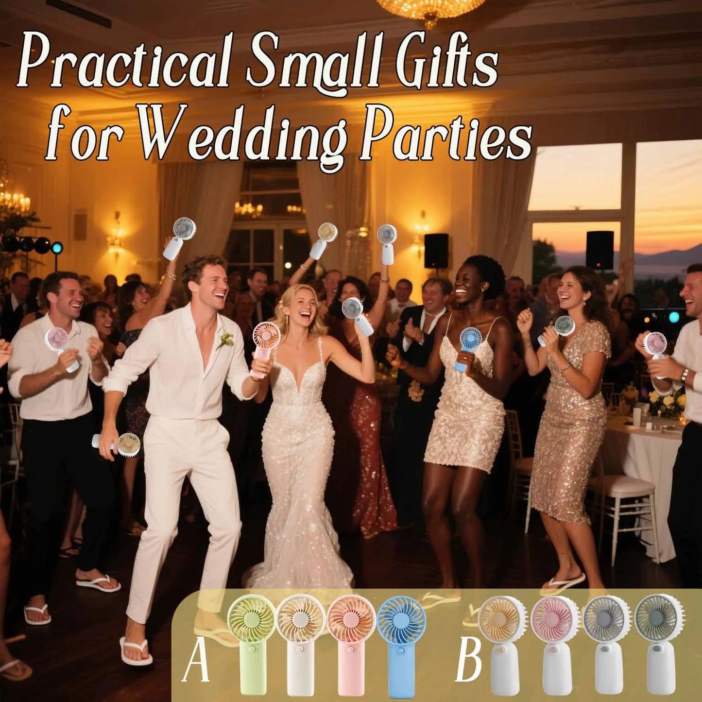 8-48Pcs Mini Portable Fans for Wedding Fans Mini Handheld Fans for Guest Bulk Battery Operated Wedding Fans Eyelash Fan