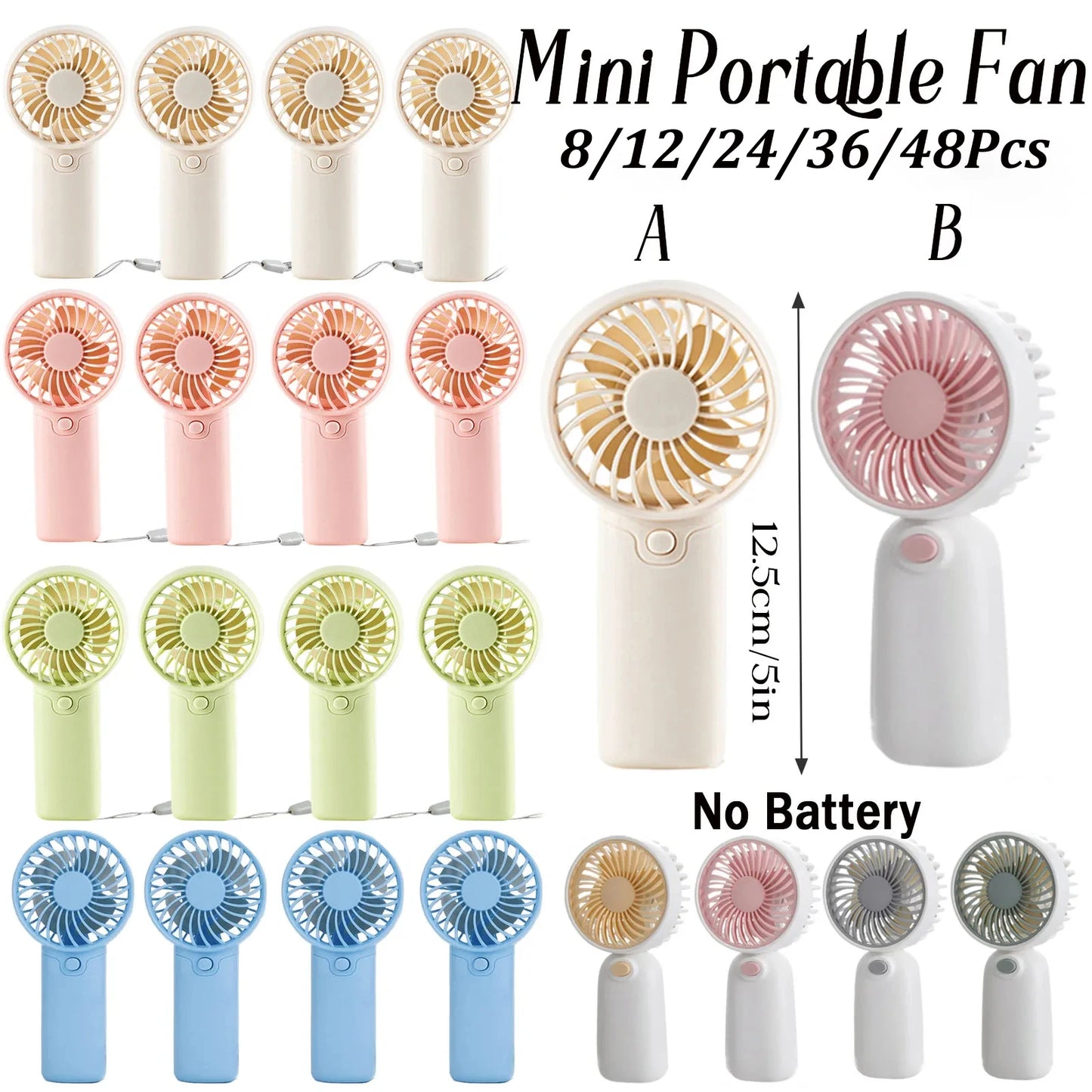 8-48Pcs Mini Portable Fans for Wedding Fans Mini Handheld Fans for Guest Bulk Battery Operated Wedding Fans Eyelash Fan