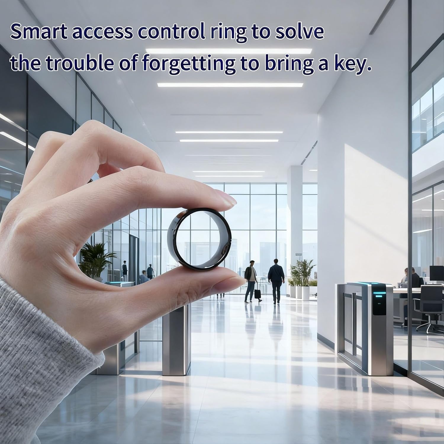 RFID Rewritable Ring RFID Dual Frequency Ring Black US#10 | RFID Ring, 13.56Mhz Cuid&125Khz T5577 Access Key Cards in One Ring, Ceramic Smart Finger Ring Wear for Men or Women