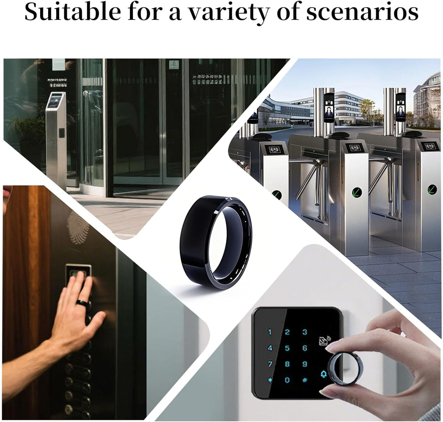 RFID Rewritable Ring RFID Dual Frequency Ring Black US#10 | RFID Ring, 13.56Mhz Cuid&125Khz T5577 Access Key Cards in One Ring, Ceramic Smart Finger Ring Wear for Men or Women